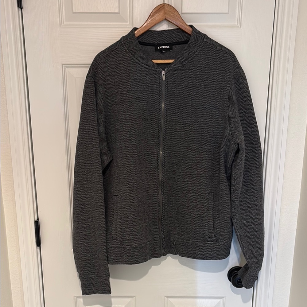 Express Gray Zip-Up Bomber Jacket Large Tall - image 1